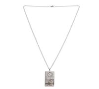 CATIEBYE Collar de Suéter para Hombre Colgante de Tarot Solar, Acero Inoxidable Baño de Oro, Joyas Religiosas Masculinas en Color Acero, Accesorio Místico para Fiestas y Uso Diario