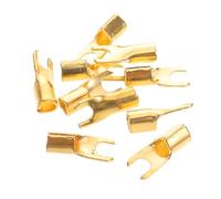 CATIEBYE Conectores de Cables para Altavoz en Forma de U, Terminales de Horquilla de Latón, Kit de 10 Piezas para Amplificador de Coche, Compatibles Sistemas de Audio Automotrices