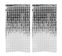 CATIEBYE Cortinas Flecos de Papel de Aluminio para Fiesta 2 Piezas, Fondo Decorativo Plateado para Bodas y Cumpleaños, Telón Ligero para Fotografía y Celebración