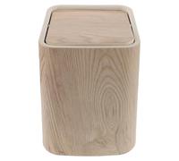 CATIEBYE Cubo de Basura Mediano con Tapa Abatible, Diseño de Imitación Madera en Color Original, Material Pp Duradero, Papelera Doméstica para Baño, Dormitorio y Oficina, Bote de Basura