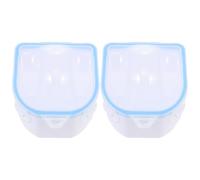 CATIEBYE Cuencos de Doble Capa para Remojo de Uñas 2 Piezas en Azul Bandejas para Quitar Esmalte de Uñas y Manicura Recipiente Abs para Cuidado y Limpieza de Manos en Casa