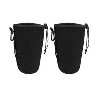 CATIEBYE Estuche para Lentes de Cámara Neopreno XL 2 Unidades, Protección contra Golpes, Bolsa Ajustable Cordón para Fotógrafos Profesionales, Uso en Exteriores, Color Negro