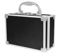 CATIEBYE Estuche Pequeño para Maquillaje de Aleación de Aluminio, Caja Organizadora Negra Portátil para Cosméticos y Herramientas, Maletín Resistente para Viaje y Almacenamiento de Belleza