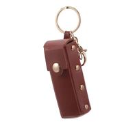 CATIEBYE Funda para Guardar Pintalabios Marrón Diseño de Llavero, Estuche Portátil de PU y Metal para Lápiz Labial y Brillo Labial Adecuado para Viaje y Bolso
