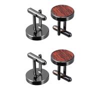 CATIEBYE Gemelos de Madera Redondos para Camisas Formales para Hombre, Diseño Único y Sencillo, Decoración Práctica y Fácil Reparación, 2 Pares para Camisa Estilo Francés