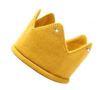 CATIEBYE Gorro de Punto para Forma de Tiara Color Amarillo Detalle de Pedrería Suave y Cálido para Cumpleaños y Uso Diario Protección contra Viento y Diseño Ligero