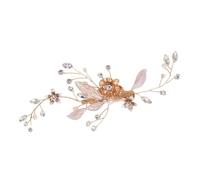 CATIEBYE Horquilla para Pelo de Novia Dorada con Perlas y Pedrería Pinza Artesanal de Aleación Ligera Accesorio Delicado para Bodas y Eventos Especiales