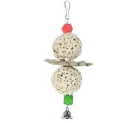 CATIEBYE Juguete para Loros Resistente al Desgaste Colgante de Madera Forma de Jaula, para Masticar y Jugar, Seguro para Todo Tipo de Aves, Accesorio Divertido para Jaulas y