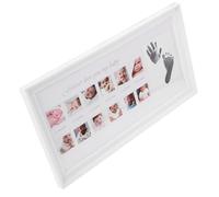 CATIEBYE Marco de Fotos Huellas de Manos y Pies para Ñiño, Marco de Crecimiento Infantil para 12 Meses, Color Blanco, Recuerdo para Recién Nacido, Decoración para Habitación Infantil
