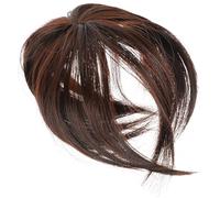 CATIEBYE Peinado con Flequillo Postizo Invisible Clip Seguro Cabello Sintético Liso Complemento de Cabello para Mujeres Color Marrón Oscuro Uso Diario y Fiestas