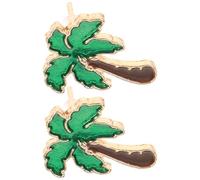 CATIEBYE Pendientes de Moda Tachuelas para Mujer en Forma de Árbol Tropical Verde, Ligeros Plástico, Ideales para Graduación y Eventos Formales