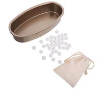 CATIEBYE Piedra para Horno de 500g Bolsa y Bandeja Dorada, Pesa Masa para Tartas, Cesta para Hornear de Piedra Cerámica, Herramienta para Horno de Pizza y Repostería Casera