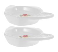 CATIEBYE Porta Paquete Bolsitas de de Tetera Blanco de Cerámica Forma Té Resistente al Desgaste Ligero de 2 Piezas y Adecuado para Hoteles y Salones
