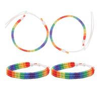 CATIEBYE Pulsera Tejida Arcoíris Ajustable para Mujer y Hombre Brazalete Lgbt de Nylon Unisex Set de 4 Pulseras Amistad Colores del Orgullo para Uso Diario y Obsequio