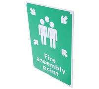 CATIEBYE Señal Cartel de Advertencia contra Incendios de Emergencia Verde de Ligera y Resistente 298x210 Mm para Punto de Reunión en Jardín y Oficina