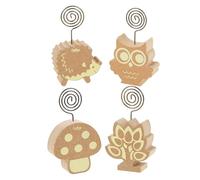 CATIEBYE Set de 4 Pinzas para Notas y Fotos de Madera y Metal, Soporte Fácil para Tarjetas y Mensajes, Adecuado para Decoración de Escritorio y Exhibición en Oficina Varios estilos