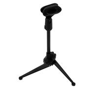 CATIEBYE Soporte de Micrófono de Escritorio con Trípode Negro, Material Plástico Resistente y Altura Retráctil de 21 a 27.5 Cm para Podcast y Canto