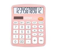 CATIGA Calculadora de Escritorio de 12 Dígitos con Pantalla LCD Grande y Botón Sensible, Doble Alimentación Solar y Batería, Función Estándar para Oficina, Hogar, Escuela, CD-2786