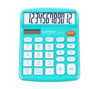 CATIGA Calculadora de Escritorio de 12 Dígitos con Pantalla LCD Grande y Botón Sensible, Doble Alimentación Solar y Batería, Función Estándar para Oficina, Hogar, Escuela, CD-2786