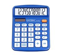 CATIGA Calculadora de Escritorio de 12 Dígitos con Pantalla LCD Grande y Botón Sensible, Doble Alimentación Solar y Batería, Función Estándar para Oficina, Hogar, Escuela, CD-2786