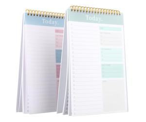 Catime 2 Pcs Bloc de Notas, Planificador Diario Mensual Semanal con Lista Control Horarios, Espiral Cuaderno A5, 16,5x24,7cm, para Oraganizador Estudio Trabajo, 52 Páginas Cada Uno, 104 Páginas Total