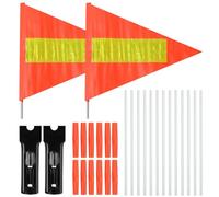 Catime 2 Piezas Banderín Bicicleta, Banderín de Seguridad, Bandera Triangular Bicicleta Reflectante con Poste de Fibra de Vidrio 168cm, Altura Ajustable para Niños Adulto, Naranja