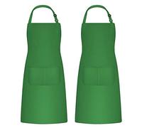 Catime 2 Piezas Delantales de Cocina para Hombre Mujer, Delantal Barbacoa Aventais de Churrasco Impermeable Ajustable con 2 Bolsillos para Pintar, Hornear