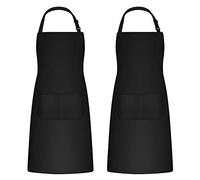 Catime 2 Piezas Delantales de Cocina para Hombre Mujer, Delantal Barbacoa Aventais de Churrasco Impermeable Ajustable con 2 Bolsillos para Pintar, Hornear