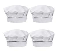 Catime 4 Pcs Gorro Chef Niños 3-13 Años, Elástico Gorros de Cocinero Profesional Niño Niña, Transpirable Infantil Sombrero Cocina para Cocinar Pintura Barbacoa Hornear (Blanco)