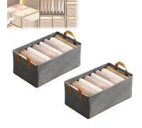 Cation Multi-Functional Folding Wardrobe, Pickelect Storage Boxes, Foldable Jeans Organizer for Closet, 18.5"x11"x7.87", Ultra Space Wardrobe Clothes Organizer with Handle (Grey*2pcs)