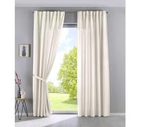 Cationic Jena 2019037-2 - Juego de 2 Cortinas con Trabillas Ocultas, 225 x 140 cm, Aspecto de Lino, Color Crema