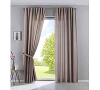 Cationic Jena 2019037-2 - Juego de 2 Cortinas con Trabillas Ocultas, 250 x 140 cm, Aspecto de Lino, Color Gris Topo