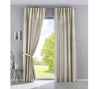 Cationic Jena 2019037-2 - Juego de 2 Cortinas con Trabillas Ocultas, 250 x 140 cm, Aspecto de Lino, Color Arena