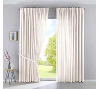 Cationic Jena 2019037-2 - Juego de 2 Cortinas con Trabillas Ocultas, 250 x 300 cm, Aspecto de Lino, Color Crema