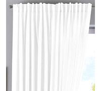 Cationic Jena - Cortinas con Trabillas Ocultas, Opacas, Aspecto de Lino, con alzapaños, 100% poliéster, 250 x 300 cm, Color Blanco