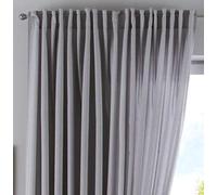 Cationic Jena - Cortinas con Trabillas Ocultas, Opacas, Aspecto de Lino, con alzapaños, 100% poliéster, 250 x 300 cm, Color Plateado