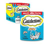 Catisfactions Premios para Gatos, Sabor Salmón, Maxipack (Pack de 4 x 180g)