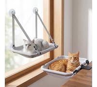 CATISM 2 en 1 Escritorio para Gatos & Plegable Hamaca GatoVentana de hasta 18kg, Lavable Cama para Gatos con Ventosa Fuerte para Oficina en casa