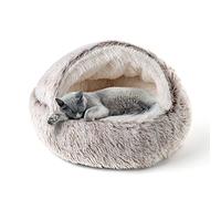 CATISM Cama Cueva Donut con Capucha para Gatos, Felpa 50cm, Curry