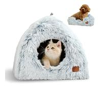 CATISM Cama para Gatos, Cueva para Gato de Interior, Plegable Cúpula Suave para Gatos, Casas para Gato 2 en 1 con Acolchada Lavable (45 x 45 x 45 cm), Camas para Gatitos y Perros Pequeños, Gris