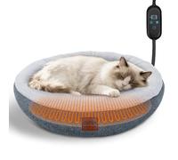 CATISM Cama térmica para Gatos, Camas para Gatos autocalentables, Camas calefactadas para Gatos de Interior y Perros pequeños, Cama térmica para Gatos con Temporizador y Temperatura Ajustable,