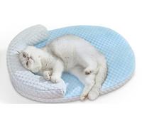 CATISM Cool Pet Mat - Cama refrescante para Gatos con Almohada, Lavable, tapete de refrigeración para Mascotas de Interior, Antideslizante, Grande (60 x 45 cm, Azul)