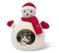 CATISM Cueva Navideña para Gatos Diseño Muñeco de Nieve, 42x42cm