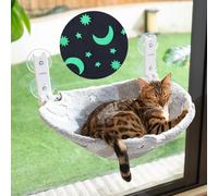 CATISM Plegable Hamaca Gato Ventana con Luminosa Estrellas y Luna, Camas para Ventanas con Ventosa Fuerte, Asiento Ventana Tumbona para Gatos, Tela Lavable, Cama Gato Ventana (50 x 36.5 cm)