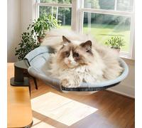 CATISM Redonda de Escritorio para Gatos Cama para Gatos con rotación de 360 Grados con 2 Redes Lavables, Hamaca para Mascotas, cómoda y Suave Cama Nido para Mascotas para Oficina en casa