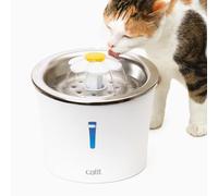 Catit Catit Bebedero Fuente Flor Acero Inox 3L Leds 760 g, Blanco | Fuente automática para mascotas. Filtro de carbono de triple acción incluido. Ventana de nivel de agua de recarga. Luz
