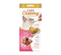 Catit Creamy Superfood Snack húmedo par Gatos Atún/Coco y Wakame, 4x10g | Atún con coco y wakame, tratamiento hidratante y saludable para gatos de todas las edades
