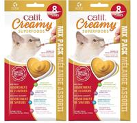 Catit Creamy Superfood Snack húmedo para Gato Mix Pack, 8x10g (Paquete de 2)