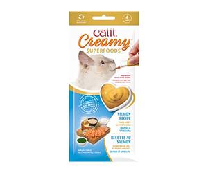 Catit Creamy Superfood Snack húmedo para Gatos Salmón/Quinoa y Spirulina, 4x10g
