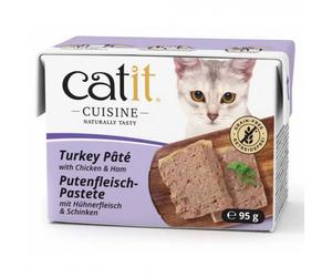 Catit Cuisine Paté - Alimento en paté para gato adulto - Pavo, pollo y jamón - Cantidad: 95 g